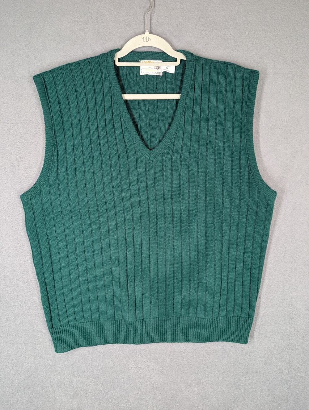 London Towne Mens XXL Sweater Vest Green Vintage Acrylic Grandpa